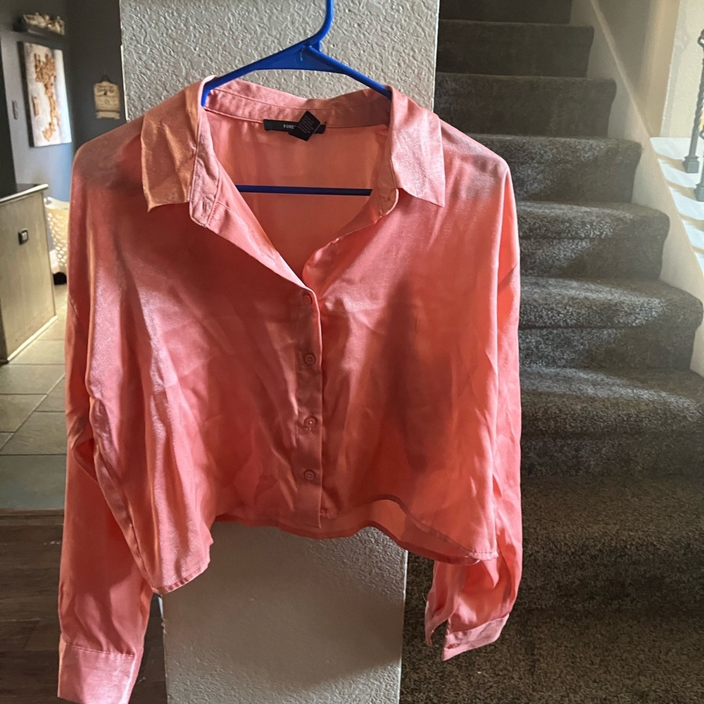 Cute pink satin crop top